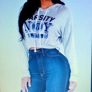 FashionNova - Varsity Team Hoodie - Grey